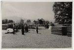 German prisoners of war work in the yard of Chiemsee.