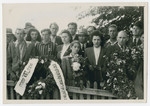 Jews from the Eggenfelden displaced persons camp participate in a commemorative march for the victims of a Nazi death march.