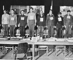 Sixteen of the nineteen defendants on trial for war crimes committed during the war at Dora-Mittelbau.