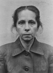 Juana Bormann, part of a series of mug shots taken of former guards and prisoners from the Belsen camp before their trial in front of a British Military Tribunal.
