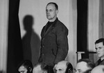 Hans Eisenhoefer, a defendant at the trial of 61 former camp personnel and prisoners from Mauthausen.