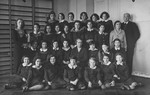 Group portrait of students attending the Yehudiah Jewish gymnasium for girls in Warsaw.