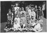 Group portrait of students at an elementary school in Brussels attended by both Jewish and non-Jewish children.