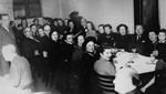 Postwar reunion of Hungarian Jewish survivors in Budapest.