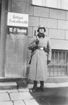 Bernhardt Colberg, a member of Police Battalion 101 poses in front of their headquarters in the vicinity of Lodz.