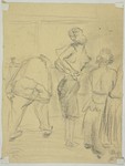 "Women Stripping to Wash" by Lili Andrieux.  Sketch of women getting undressed; verso of 1988.001.01a