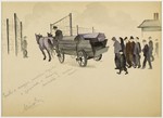 "Funeral in the Hungarian Sondern (Special-Lager- The Mourners were permitted to escort  the Hearse to the Gate" by Ervin Abadi.