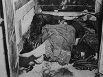 Corpses in Buchenwald after liberation.