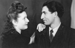 Studio portrait of Morris and Lusia (Glicklich) Breitbart, soon after their wedding at the Rosenheim displaced persons camp near Munich.