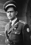 Portrait of Willie Sterner, the police chief of the Bindermichl displaced persons camp.