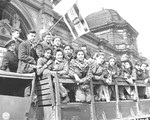 Jewish children arrive in Frankfurt by truck from DP camps all over the American Zone of Germany.