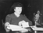 Secretary of Labor Frances Perkins testifies before the House Committee on migrant workers.