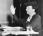 Secretary of Labor Frances Perkins testifies before the House Committee on migrant workers.