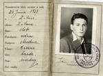 False identification card issued to David Steiner under the name Jan Dudas by the Jewish underground.