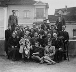 Group portrait of Austrian Jewish refugees on  Klesciceva Street in Samobor, northern Croatia.