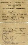 Identification papers issued to Jacques Balsam in the Egletons labor camp, a camp for foreign workers.