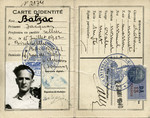 False identification papers given to Jacques Balsam under the pseudonym of Jacques Balzac.