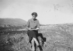 Artist Esther Lurie sketches on the hills outside Beit Alfa in the Galilee.
