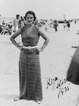 Seitele ("Muta") Lurie (sister of Esther Lurie) poses on a beach in Riga, Latvia.