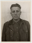 Mug shot of S.S. guard Wilhelm Wagner stationed at Dachau, who was arrested when the camp was liberated by American forces on April 29, 1945.