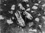 A pair of shoes left behind after a deportation action in the Kovno ghetto.
