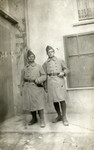 Close-up portrait of two members of the Engage Volontaires, foreign-born Jews in a French paramilitary unit.