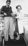 Ilse Karliner and Fritz Buff pose on the deck of the MS St.