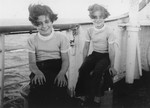 Ines and Renate Spanier on the deck of the St. Louis.