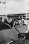 Martha Karliner (left) and her daughter, Ilse, recline on deck chairs on the MS St.