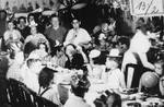 Children attend a party on board the MS St. Louis celebrating the fact that Belgium, France, Great Britain and the Netherlands agreed to give visas to the passengers.