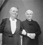 Portrait of two elderly Jewish women in Budapest.