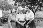 Margit Pick (right) poses with her aunt and two cousins outside the Pick home in Budapest.