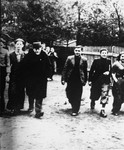 Janusz Korczak departs after his lecture to a group of Zionist youth leaders [Halutzim Tziirim].