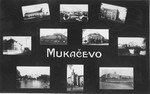 A collage of picture postcards depicting sights in Munkachevo.