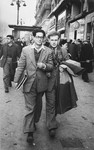 Two Jewish DP youth who numbered among the Exodus 1947 passengers, walk along a street in Marseilles before their departure for Palestine.