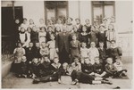 Elementary school in Hlohovec, Slovakia.  Eugene Goldberger is in the second row, third from the right.