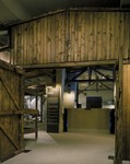 View of the entrance to the reconstructed Auschwitz barracks displayed on the third floor of the permanent exhibition at the U.S.