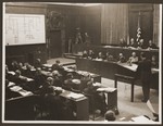Courtroom scene during a session of the Medical Case (Doctors') Trial in Nuremberg.