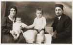 Portrait of Helen Berkovic Goldberger, Cantor Eugene Goldberger and their sons Milan and Leo.