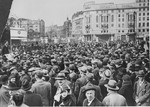 British Jews protest against the enactment of anti-Jewish legislation in Nazi Germany at a rally in London.