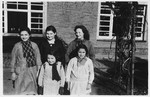 Group portrait of Jewish girls living in hiding at the "Our Lady of Seven Sorrows" convent in Ruiselede, Belgium.