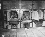 Human remains found by American troops in the crematoria ovens of Buchenwald.