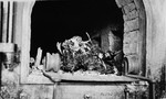 Human remains found by American soldiers in a crematorium oven in Buchenwald.