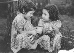 Four year old twins Ellinor and Evelyn Perl in a summer camp in upstate New York.