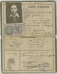 A counterfeit identification document issued to Julien Beranger (Julien Bluschtein) by the OSE (Oeuvre de Secours aux Enfants) in January 1942.