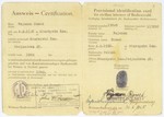 A provisional identification document issued to Buchenwald survivor Romek Wajsman by the International Camp Committee in Buchenwald on April 30, 1945.