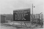 A sign posted by the British army at the entrance to the Bergen-Belsen concentration camp.