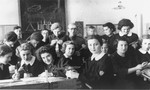 Students attend an industrial arts class at the Jewish gymnasium in Stanislawow.