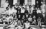 Class portrait of children at a Jewish primary school in Stanislawow.