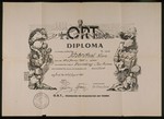 ORT (Organisation for Reconstruction and Training) certificate issued to Jewish DP Klara Schoenthal for completing a dressmaking course in the Neu Freimann displaced persons camp.